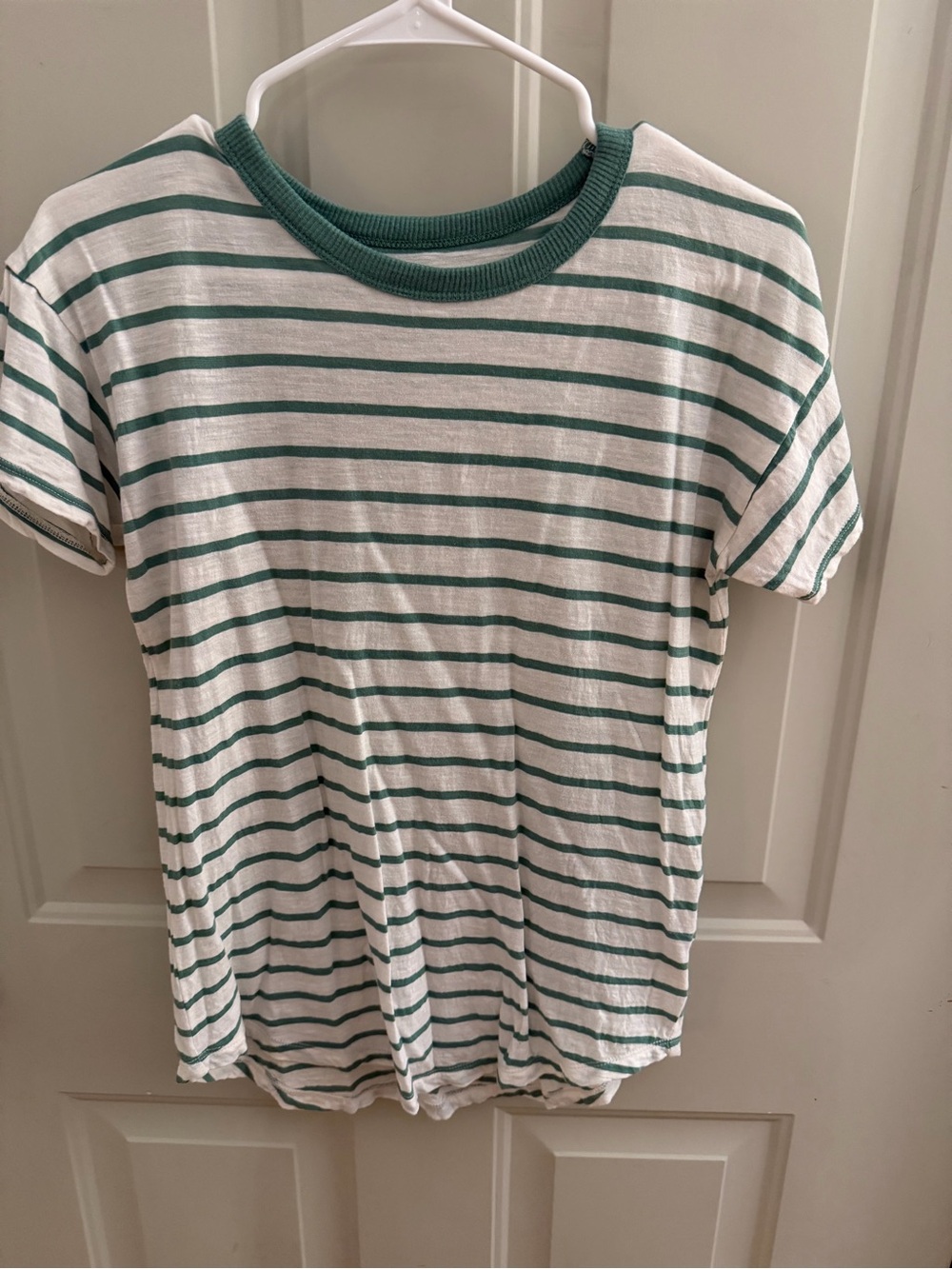 Madewell White Tee with Green Stripes - Kids Short Sleeve